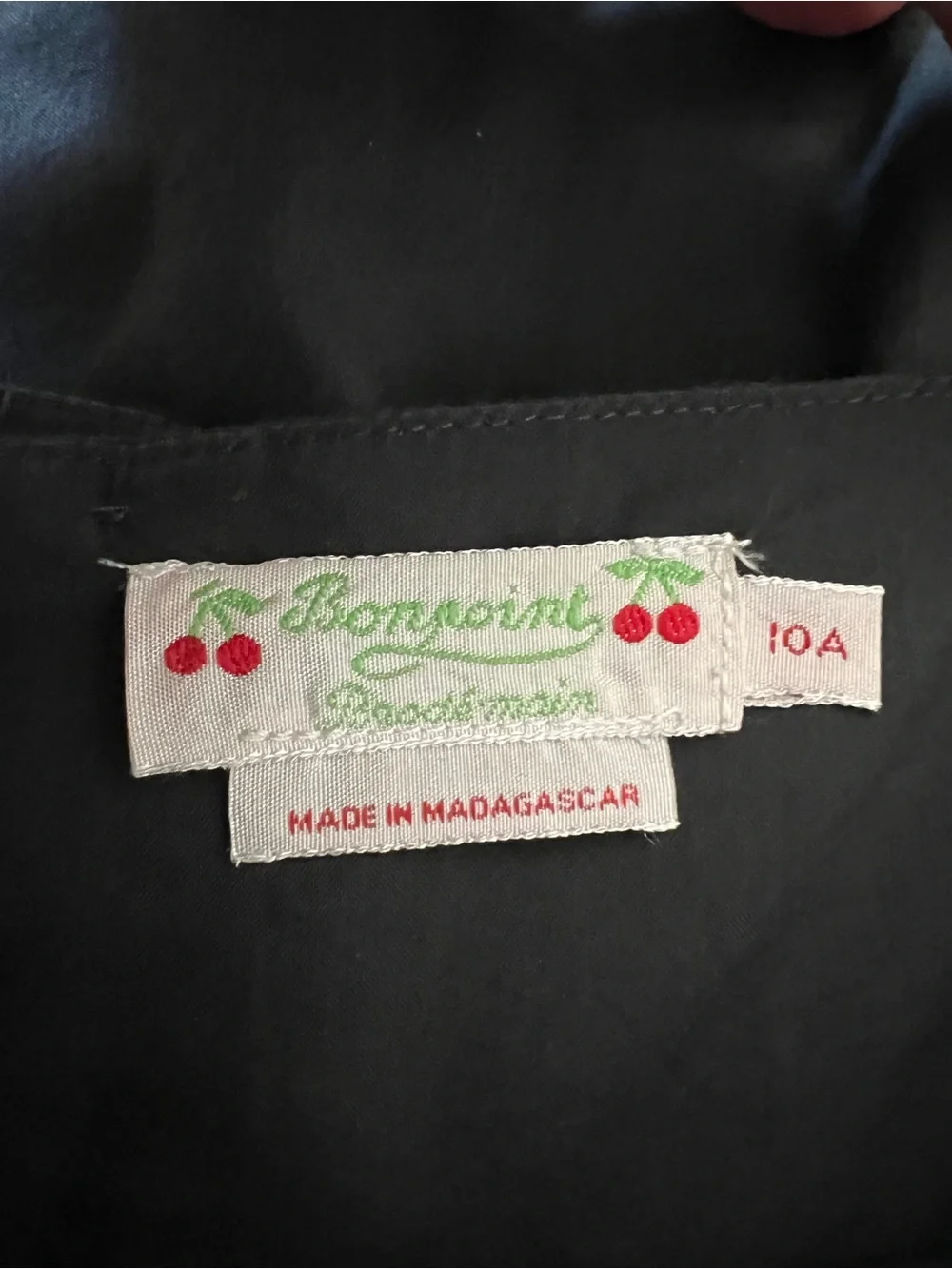 Bonpoint Paysanne Dress Girls 10Y Black Smocked Embroidered Lightweight Cotton